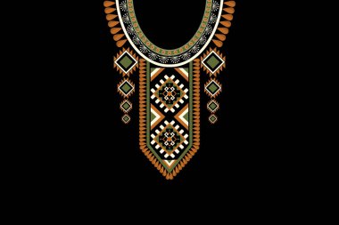 Güzel Afrika kabilesinin çiçek desenleri geleneksel siyah arka plan. Nakış, soyut, vektör çizimi. Doku, kumaş, giysi, moda kadınları için tasarım..