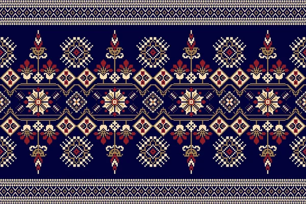 Рисунок Племенной Индийский Геометрический Этнический Восточный Узор Традиционный Синем Фоне — стоковый вектор