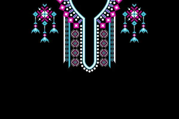 Hermosa Figura Tribal Ucraniano Patrón Collar Floral Tradicional Sobre Fondo — Vector de stock