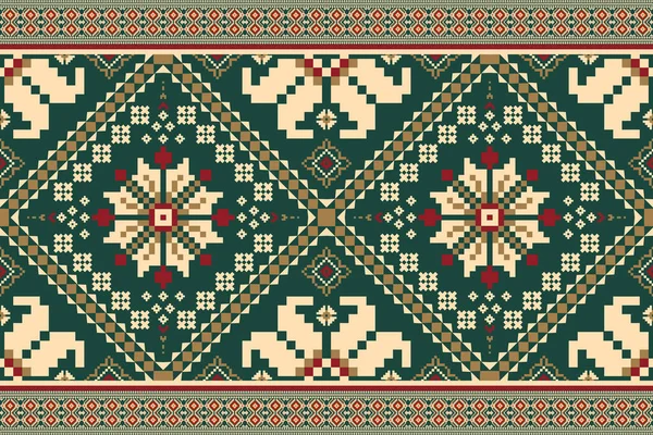 Hermosa Figura Tribal Cruz Stitch Geometric Étnico Oriental Ucraniano Patrón — Vector de stock