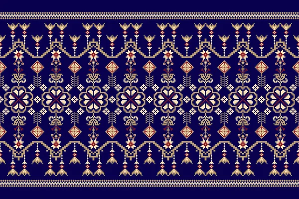 Piękna Figura Plemienna Indyjski Geometryczny Etniczny Orientalny Wzór Tradycyjny Niebieskim — Wektor stockowy