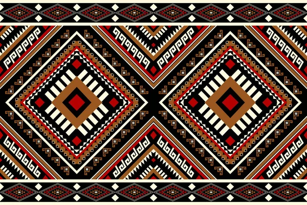 美しい図部族アフリカの幾何学的な民族東洋のパターン伝統的な黒の背景に アステカスタイルの刺繍抽象的なベクトルのイラスト — ストックベクタ