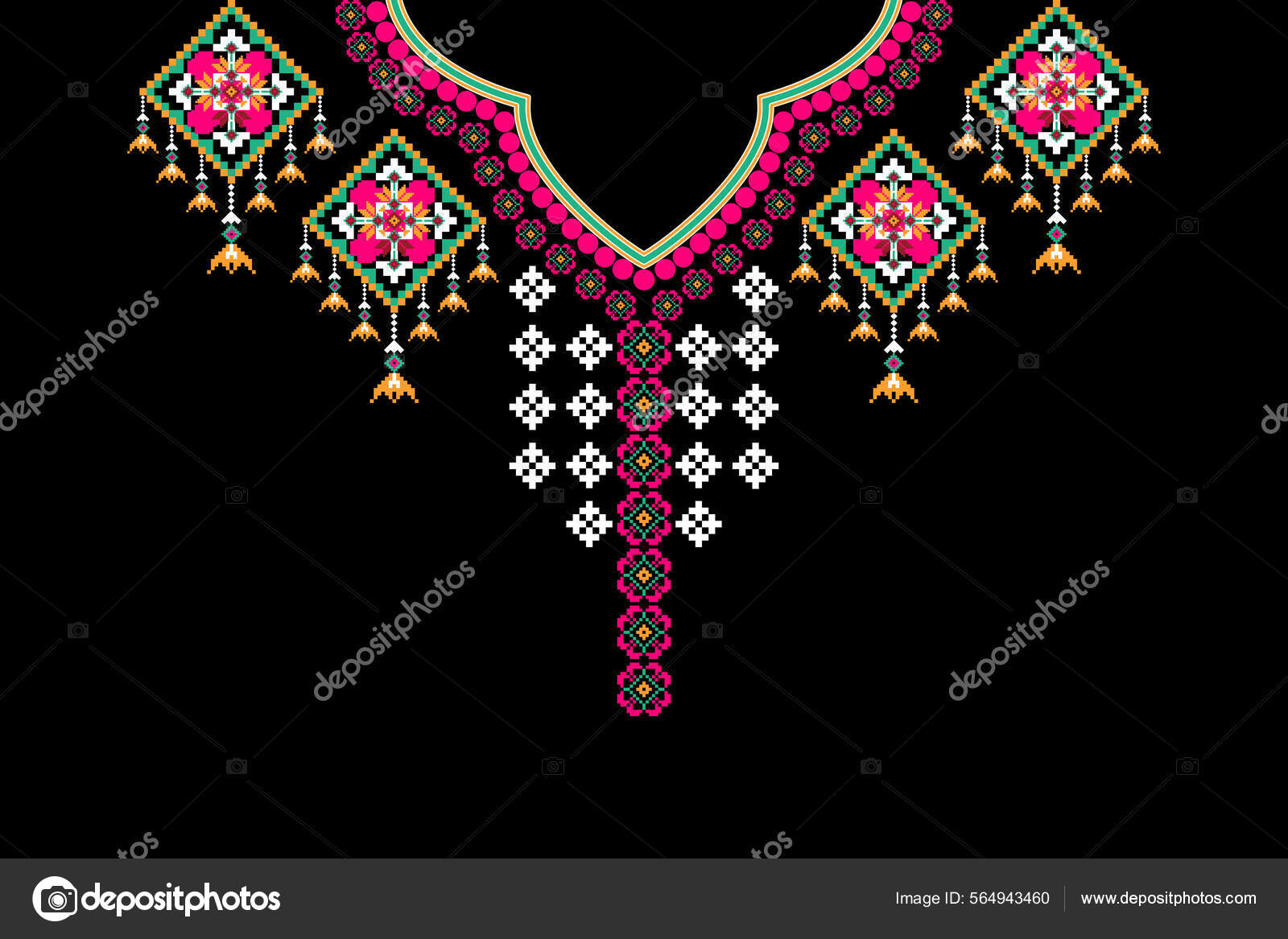 Beautiful Figure Tribal Indian Necklace Floral Pattern Traditional