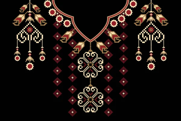 Belle Figure Tribale Géométrique Ethnique Collier Dentelle Motif Oriental Traditionnel — Image vectorielle