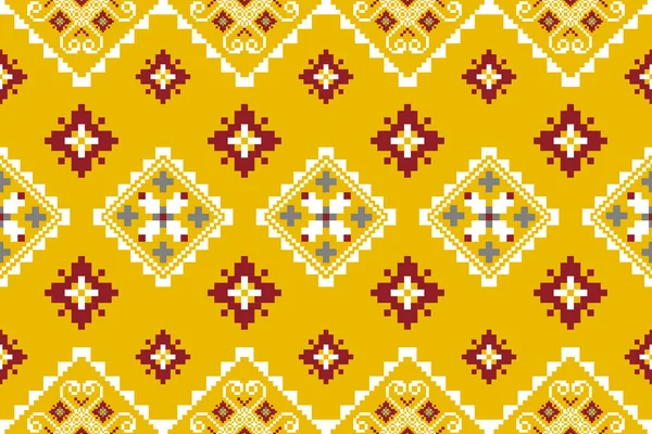 Beautiful Figure Tribal Geometric Ethnic Oriental Pattern Traditional Yellow Background — Image vectorielle