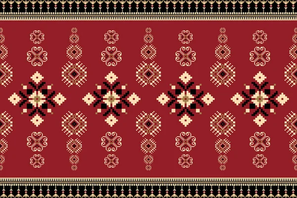 Beautiful Figure Tribal Geometric Ethnic Oriental Pattern Traditional Red Background — Vector de stock