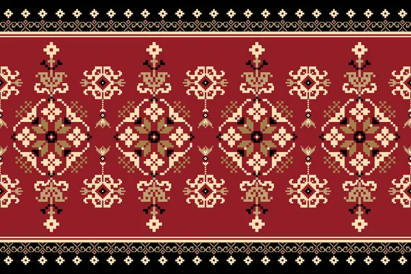 아름다운 부족의 기하학적 민족적 패턴붉은 배경에 전통적 아즈텍 추상적 텍스처 — 스톡 벡터