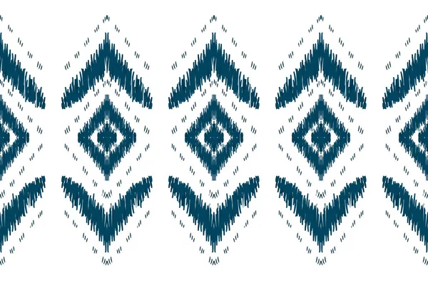 美しい部族アフリカのイカットパターン 幾何学的な民族の東洋のパターン伝統的な背景 Blueと白のトーン アステカスタイル ベクトル イラスト テクスチャ ファブリック カーペットのためのデザイン — ストックベクタ