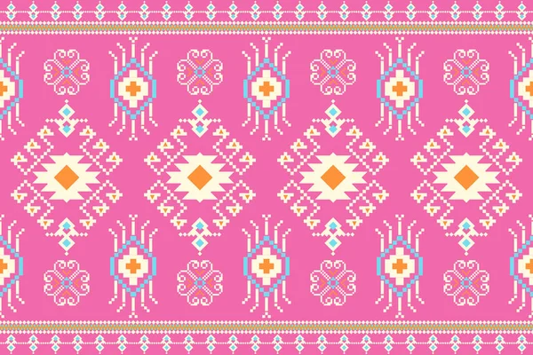 Beautiful Figure Tribal Indian Geometric Ethnic Oriental Pattern Traditional Pink — Vector de stock