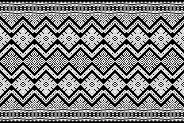 Beautiful Black White Embroidery Geometric Ethnic Oriental Pattern Traditional Background — Archivo Imágenes Vectoriales