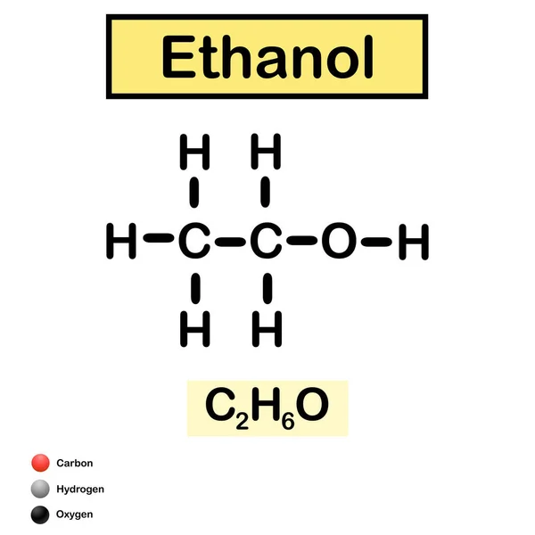 Estructura Del Elemento Etanol Sobre Fondo Blanco Molécula Aislada Ethanol — Vector de stock