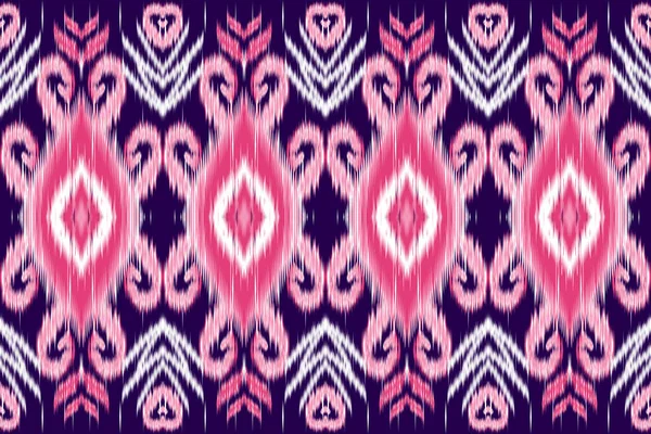 美しいイカット刺繍 紫の背景に伝統的な幾何学的な民族東洋のシームレスなパターン アステックスタイル 抽象的 ベクトル イラスト — ストックベクタ
