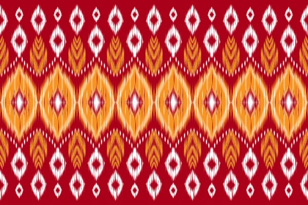 Beautiful Ikat Embroidery Geometric Ethnic Oriental Seamless Pattern Traditional Red — Stock Vector