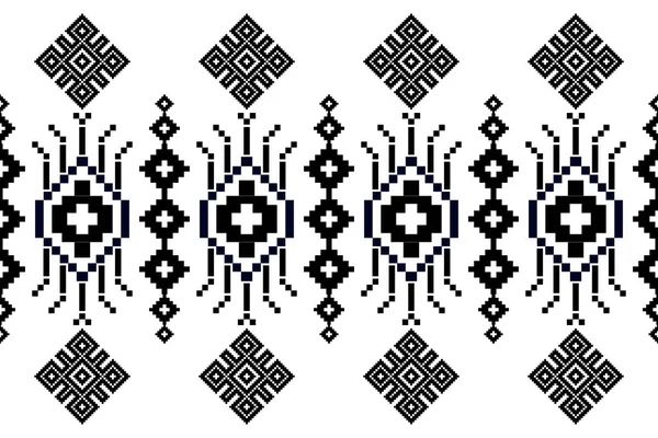 Beautiful Knitted Embroidery Geometric Ethnic Oriental Pattern Traditional Background Black —  Vetores de Stock