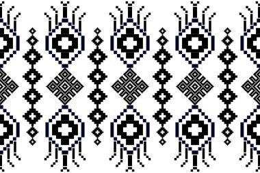 Güzel örülmüş nakış. Geometrik etnik desen geleneksel arka plan. Siyah ve beyaz ton. soyut, vektör çizimi. Doku, kumaş, giysi, ambalaj, halı için tasarım.