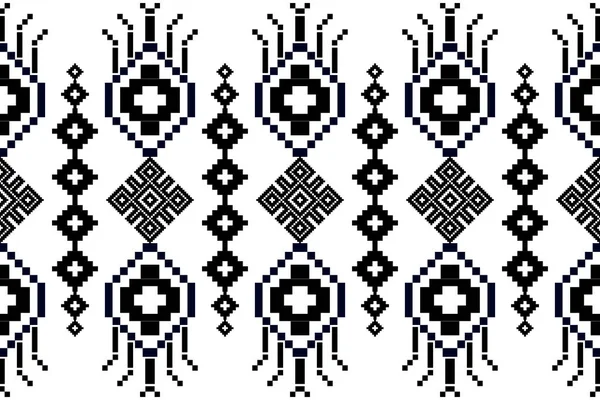 美丽的针织绣花 几何东方图案传统背景 黑白色调 阿兹特克风格 矢量插图 地毯的设计 — 图库矢量图片