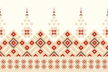 Beautiful knitted embroidery.geometric ethnic oriental pattern traditional on cream background.Aztec style,abstract,vector,illustration.design for texture,fabric,clothing,wrapping,fashion,carpet,print