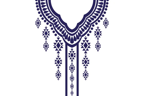 Beautiful Neckline Embroidery Geometric Ethnic Oriental Pattern Traditional White Background — Vector de stock