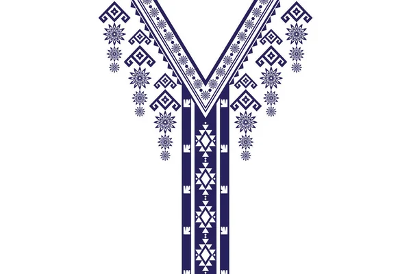 Beautiful Neckline Embroidery Geometric Ethnic Oriental Pattern Traditional White Background — стоковый вектор