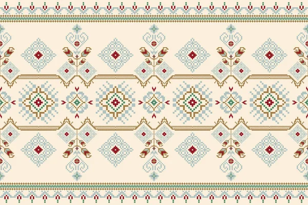 Güzel örülmüş nakış. Krem zemin üzerinde geleneksel geometrik etnik doğu deseni. Soyut, vektör, çizim. Doku, kumaş, giysi, ambalaj, dekorasyon, halı için tasarım..