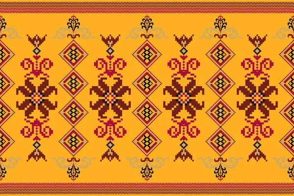 Όμορφη Φιγούρα Φυλή Ουκρανικό Γεωμετρικό Ανατολίτικο Μοτίβο Παραδοσιακό Πορτοκαλί Φόντο — Διανυσματικό Αρχείο