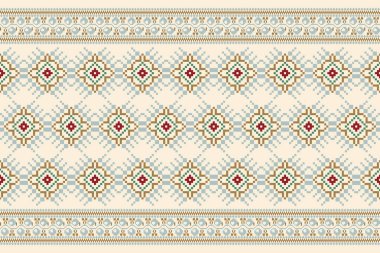 Güzel örülmüş nakış. Krem zemin üzerinde geleneksel geometrik etnik doğu deseni. Soyut, vektör, çizim. Doku, kumaş, giysi, ambalaj, dekorasyon, halı için tasarım..