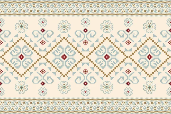 Güzel örülmüş nakış. Krem zemin üzerinde geleneksel geometrik etnik doğu deseni. Soyut, vektör, çizim. Doku, kumaş, giysi, ambalaj, dekorasyon, halı için tasarım..