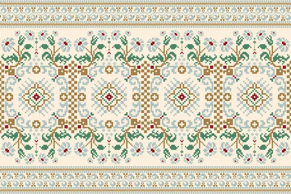 Güzel örülmüş nakış. Krem zemin üzerinde geleneksel geometrik etnik doğu deseni. Soyut, vektör, çizim. Doku, kumaş, giysi, ambalaj, dekorasyon, halı için tasarım..