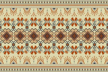 Beautiful Persian knitted embroidery.geometric ethnic oriental seamless pattern traditional on cream background.Aztec style,abstract,vector,illustration.design for texture,fabric,clothing,wrapping.