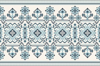 Güzel örülmüş nakış. Krem zemin üzerinde geleneksel geometrik etnik oryantal desen. Doku, kumaş, giysi, ambalaj, halı, dekorasyon için tasarım..