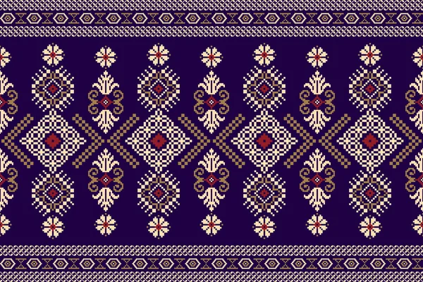 Güzel örülmüş nakış. Geometrik etnik oryantal desen donanma mavisi arka planda geleneksel. Soyut, soyut, vektör, illüstrasyon. Doku, kumaş, giysi, ambalaj, halı, iz için tasarım..