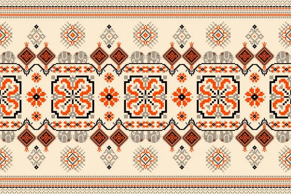 Magnifique Broderie Ukrainienne Tricotée Motif Oriental Ethnique Géométrique Traditionnel Sur — Image vectorielle