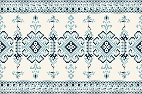 美丽的针织绣花 奶油背景上的几何东方图案 阿兹特克风格 地毯的设计 — 图库矢量图片