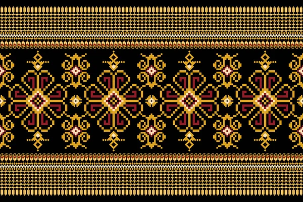 Indah Rajutan Embroidery Geometric Pola Oriental Etnis Tradisional Pada Background - Stok Vektor