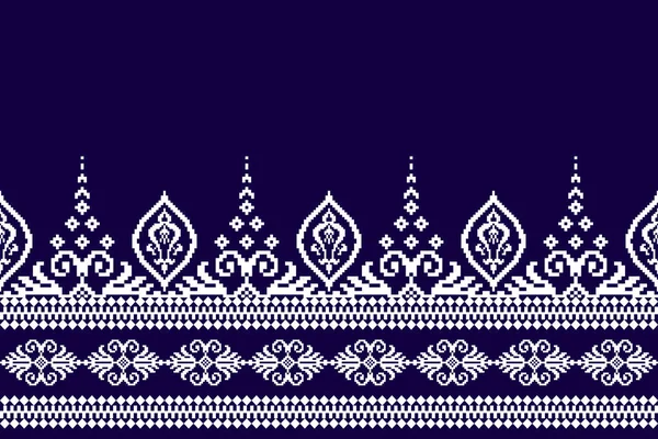 아름다운 Mong Seamless Pattern Navy Blue White Background Aztec Style — 스톡 벡터