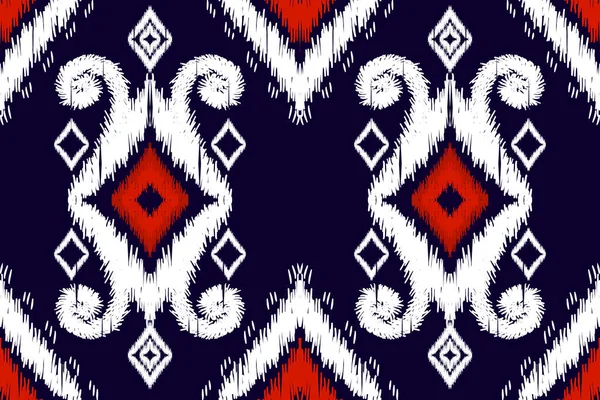 Mooi Afrikaans Ikat Borduur Geometrisch Etnisch Oosters Patroon Traditioneel Blauwe — Stockvector