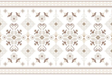 Güzel örülmüş nakış. Geometrik etnik oryantal desen beyaz arka planda geleneksel. Soyut, vektör, çizim. Doku, kumaş, giysi, ambalaj, dekorasyon, halı için tasarım..