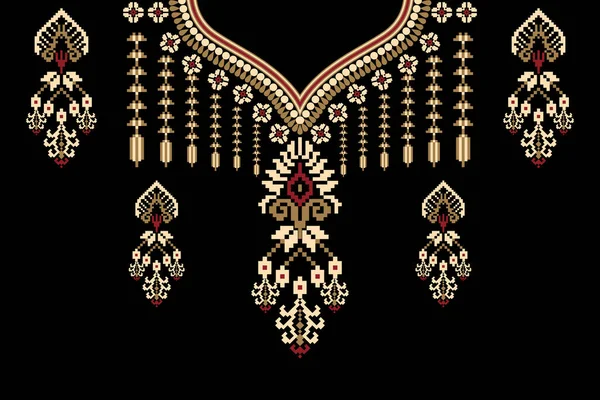 Belle Figure Collier Tribal Motif Ethnique Géométrique Floral Traditionnel Sur — Image vectorielle