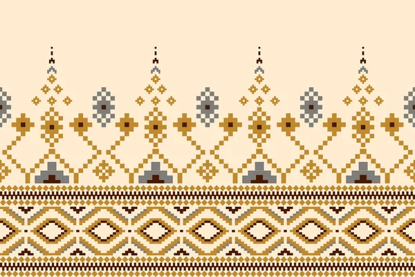 美しいタイのニット刺繍 クリームの背景に伝統的な幾何学的な民族の東洋のパターン アステックスタイル 抽象的 ベクトル イラスト — ストックベクタ