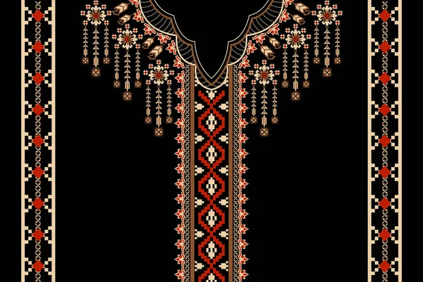 아름다운 목걸이에 수놓은 그라운드 Aztec 스타일 일러스트레이션 텍스처를 — 스톡 벡터