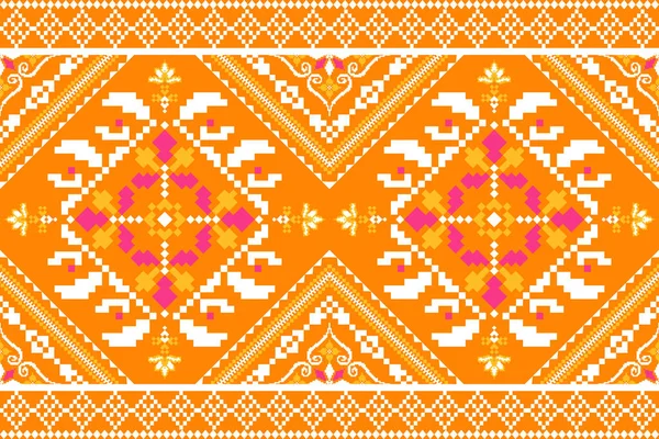 아름다운 우크라이나 Knitted Raffdery Geometry Ethnic Oriental Patterental Pattern Orange — 스톡 벡터