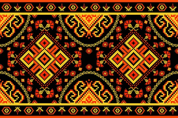 아름다운 부족의 Geometry Ethnic Oriental Pattern Black Background Aztec Style — 스톡 벡터