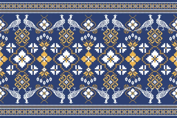 Magnifique Broderie Indienne Tricotée Motif Oriental Ethnique Géométrique Traditionnel Sur — Image vectorielle
