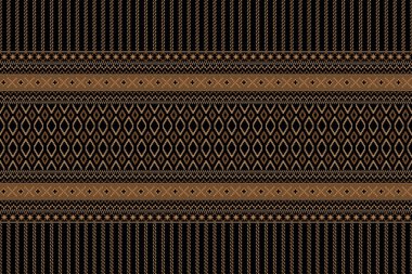 Güzel Taylandlı dikişsiz desen. Geometrik etnik oryantal desen geleneksel olarak siyah zemin üzerinde. Nakış, nakış, soyut, vektör, çizim. Doku, kumaş, giysi, ambalaj, halı için tasarım.