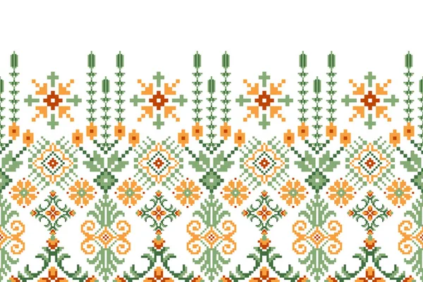 Magnifique Broderie Tricotée Motif Oriental Ethnique Géométrique Traditionnel Sur Fond — Image vectorielle