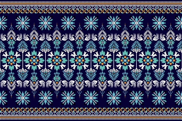 Украинская Вязаная Вышивка Геометрический Этнический Восточный Узор Традиционный Синем Фоне — стоковый вектор