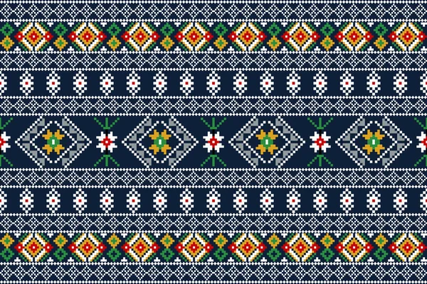 Magnifique Broderie Tricotée Motif Oriental Ethnique Géométrique Traditionnel Sur Fond — Image vectorielle