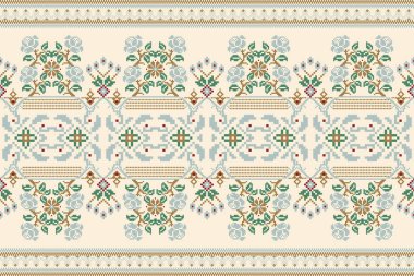 Güzel örülmüş nakış. Geometrik etnik oryantal desen krem zemin üzerinde geleneksel. Soyut, vektör, çizim. Doku, kumaş, giysi, ambalaj, dekorasyon, halı için tasarım..