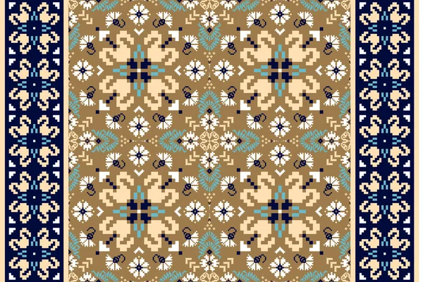 Schöne Strickstickerei Geometrisches Orientalisches Muster Traditionell Auf Braunem Hintergrund Aztekischer — Stockvektor