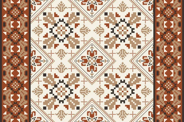 Schöne Strickstickerei Geometrisches Orientalisches Muster Traditionell Auf Weißem Hintergrund Aztekischer — Stockvektor